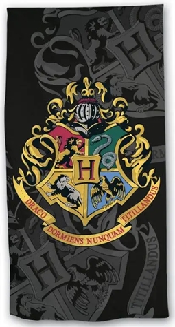 Badehåndklæde med Harry Potter - Sort med Logo - 70x140 cm - 100% Blød bomuld